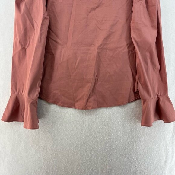 Express Cropped Top Womens L Coral Bell Long Sleeve Off Shoulder Button Up Boho - Picture 9 of 13